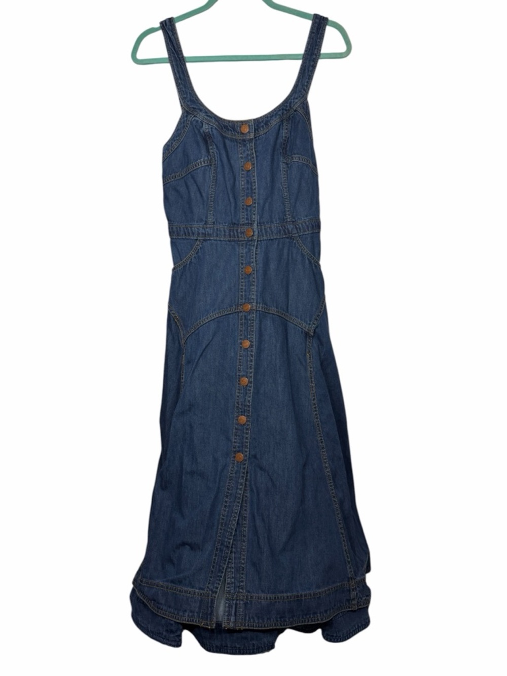 Pilcro Dark Blue Denim Button-Front Midi Dress - Size Medium